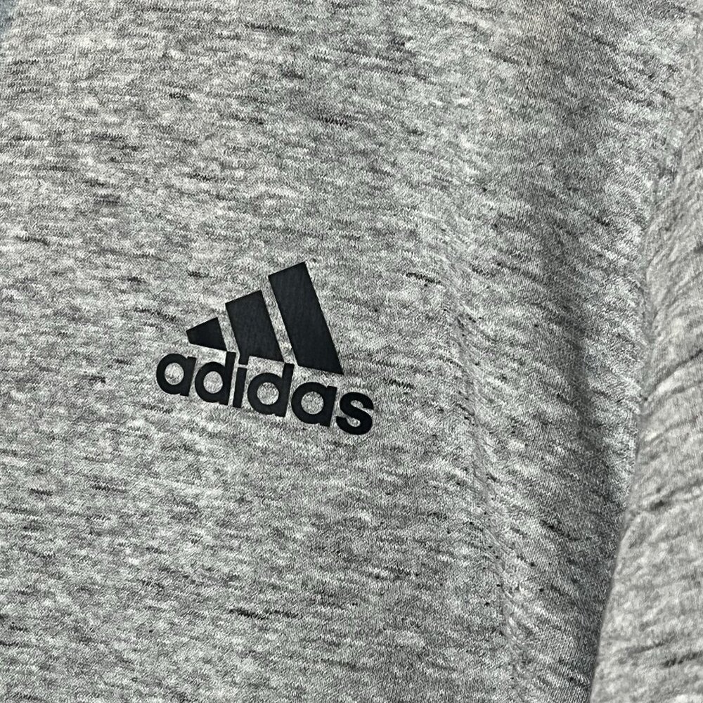 Adidas Mens Size L Gray Black Sweatshirt Hoodie Kangaroo Pocket Logo Athleisure - Picture 8 of 14